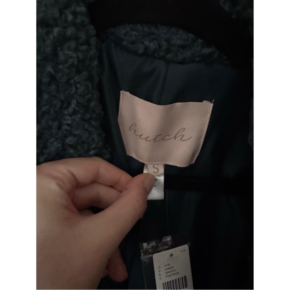 🆕 Hutch Deep Teal Faux Shearling Coat Size Small - NWT - Picture 7 of 8